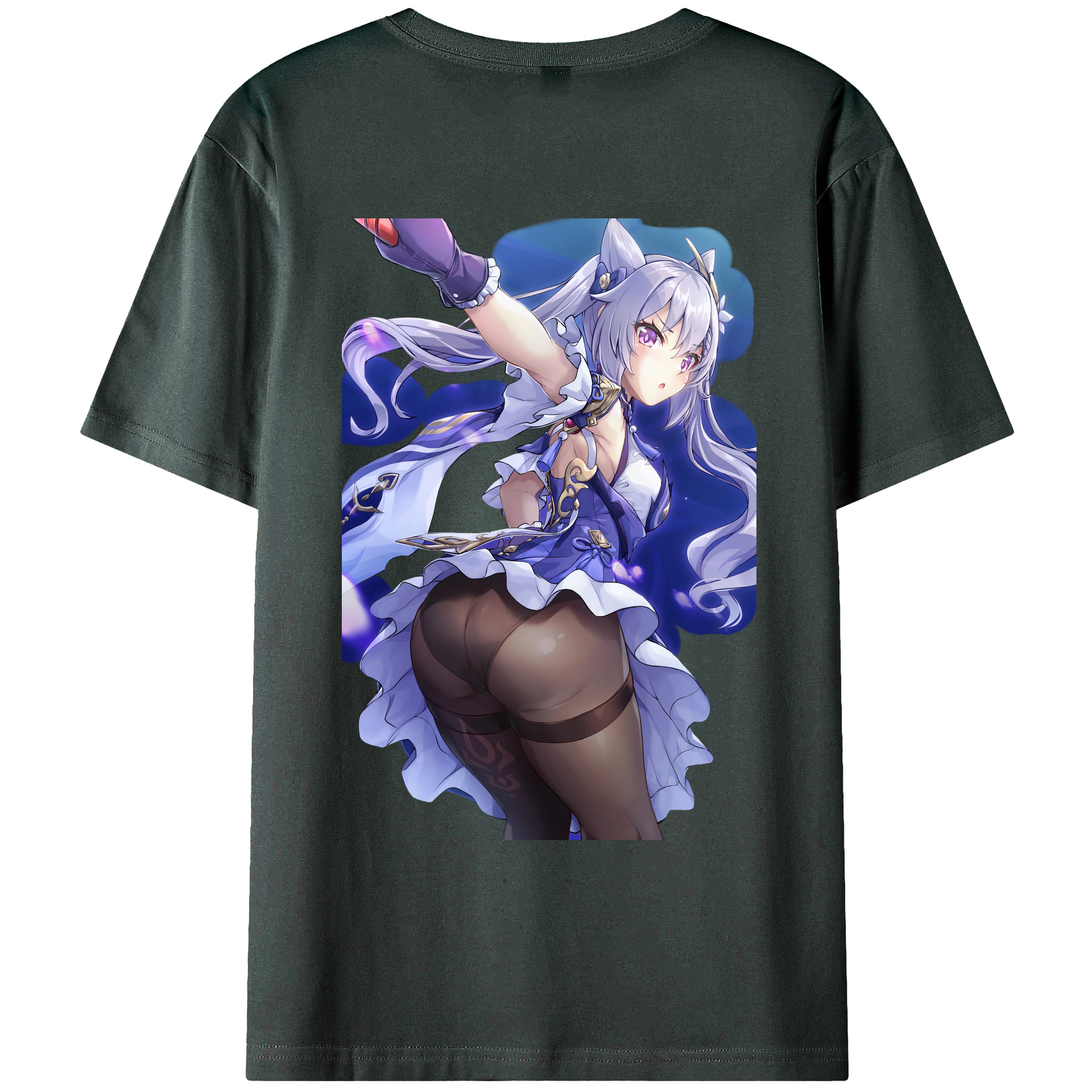 げんし神 刻晴 こくせい genshin Kokusei 綿100％ メンズ半袖Tシャツ（バックプリント） 通気性